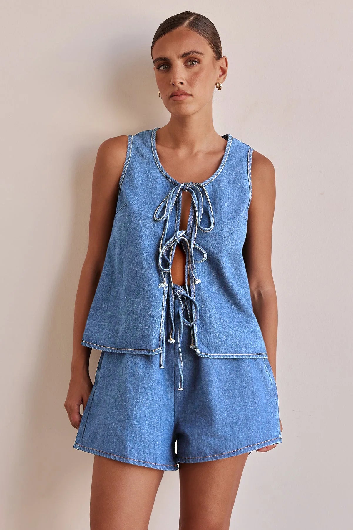 Madison Denim Vest and Short Co-ord Set