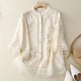 Isadora Embroidered Linen Blouse