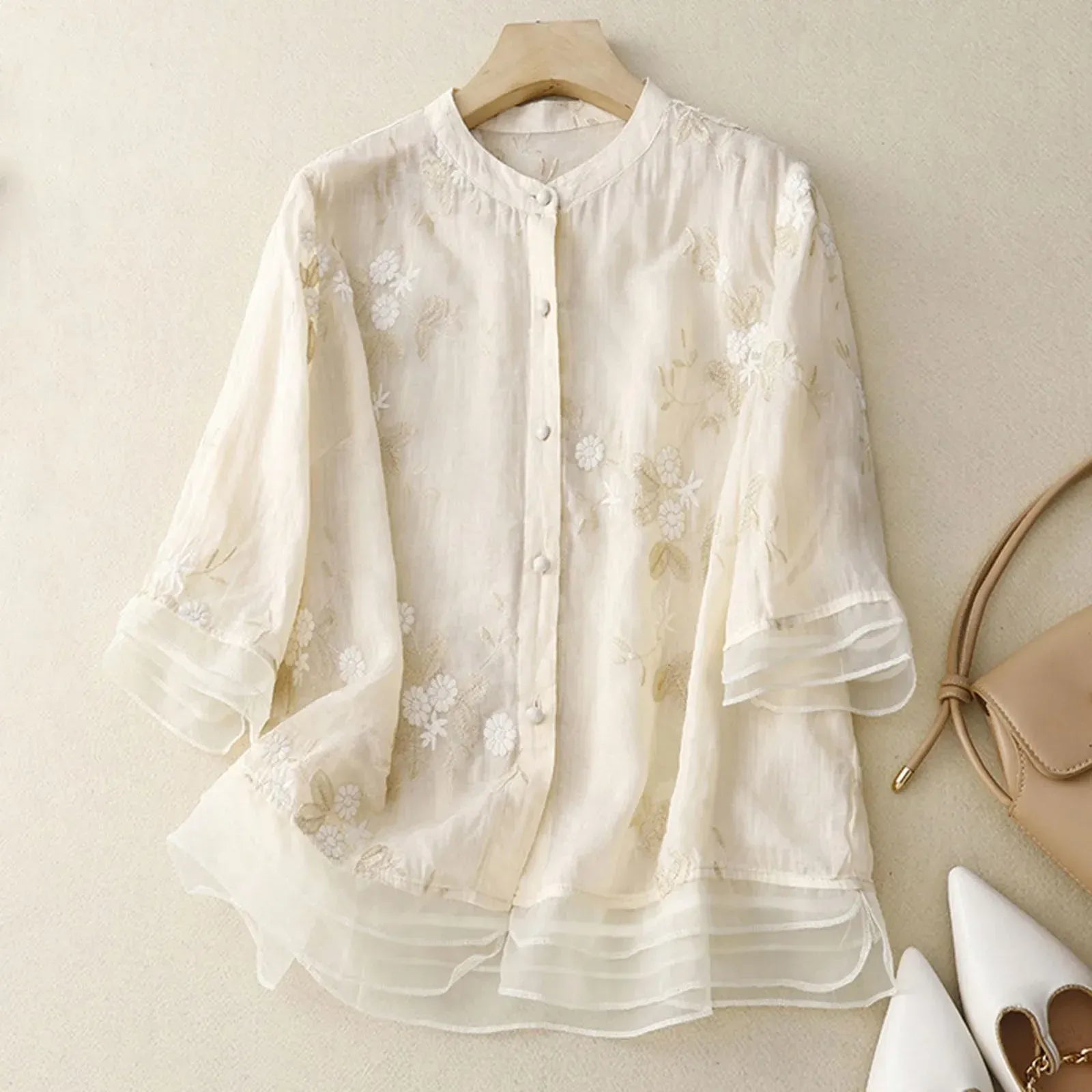 Isadora Embroidered Linen Blouse