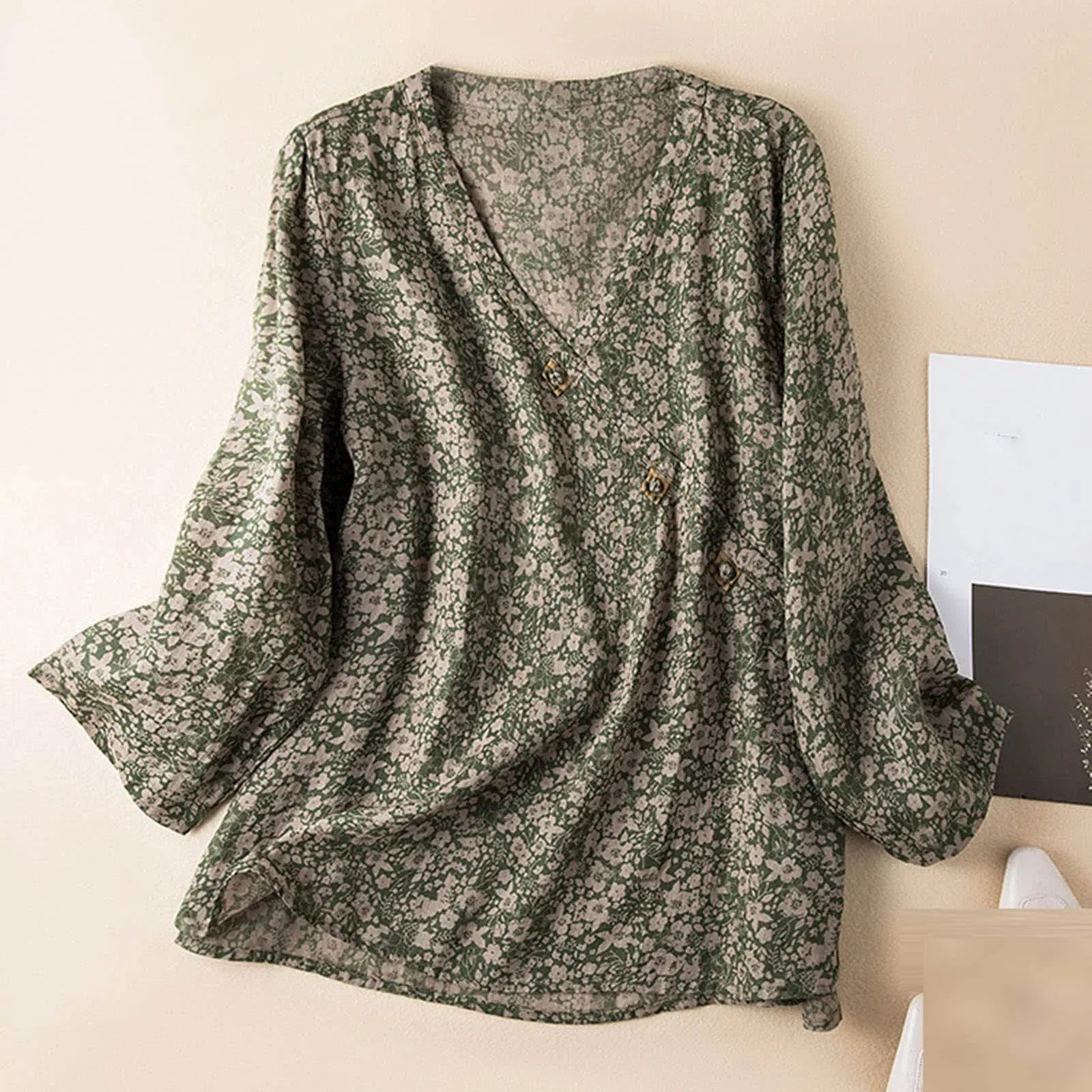 Clementine Patterned Linen Blouse