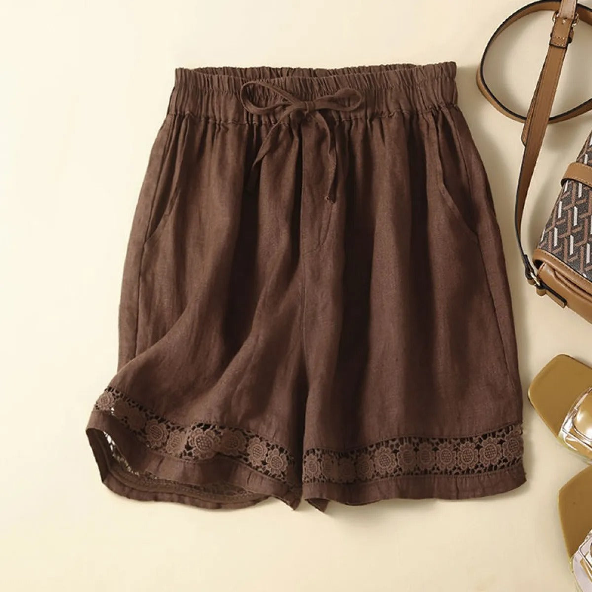 Opulence Lace-Trim Linen Short