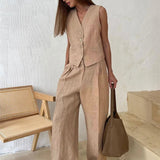 Sloane Linen Vest and Trouser Set