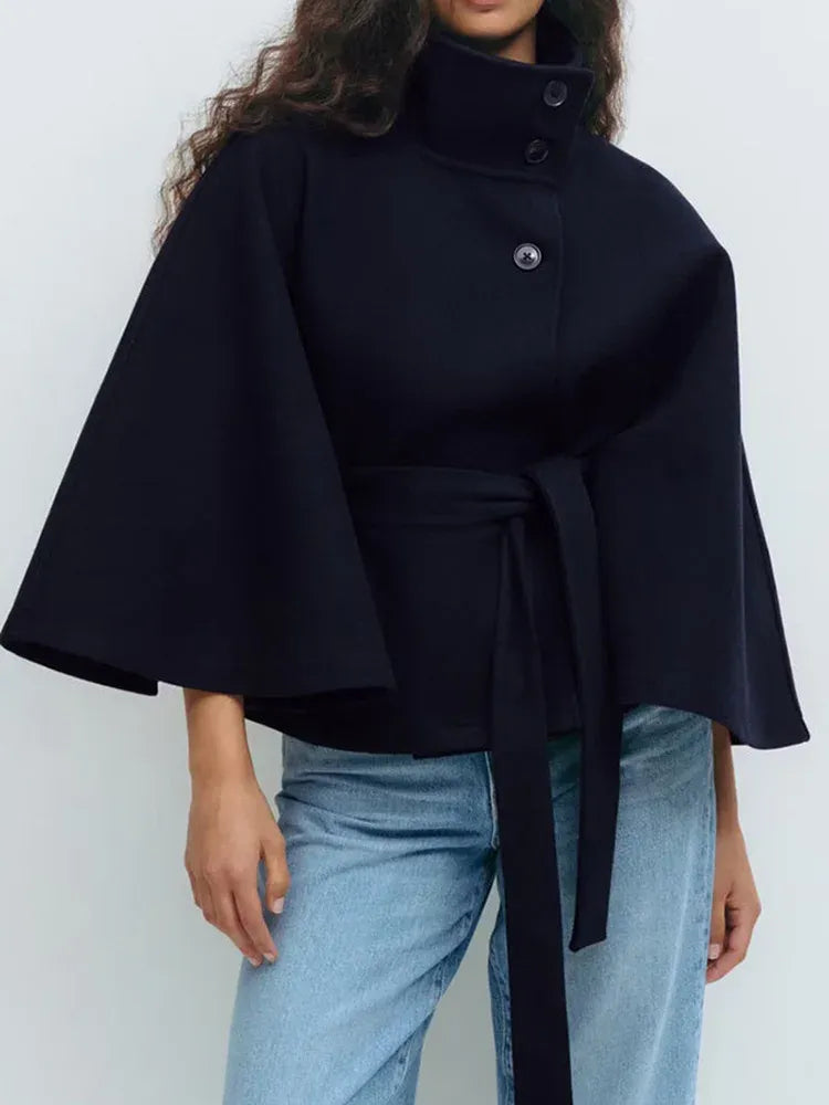 Eleanora Belted Flared-Sleeve Coat