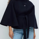 Eleanora Belted Flared-Sleeve Coat