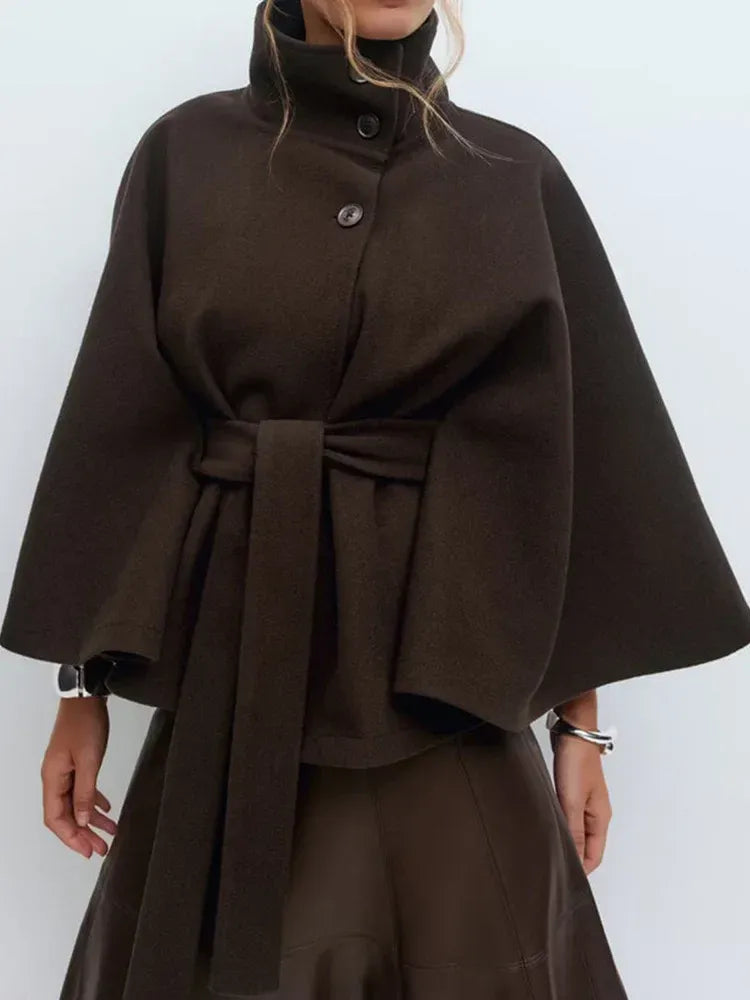 Eleanora Belted Flared-Sleeve Coat