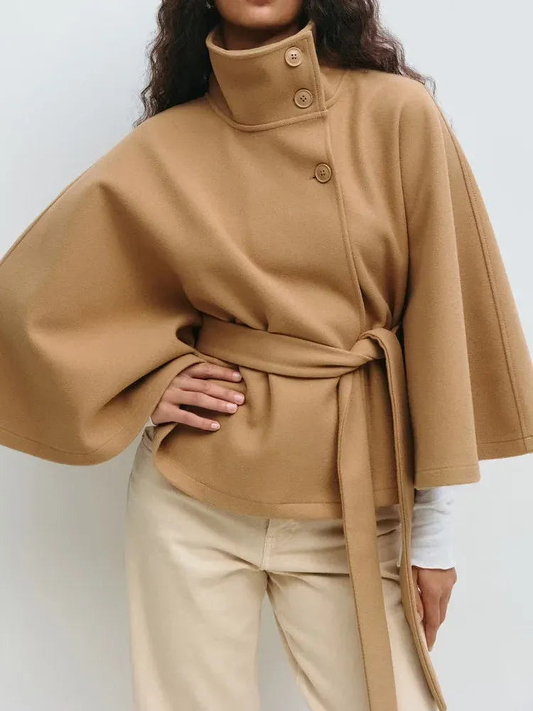 Eleanora Belted Flared-Sleeve Coat