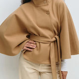 Eleanora Belted Flared-Sleeve Coat