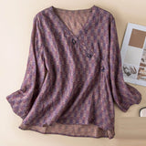 Clementine Patterned Linen Blouse