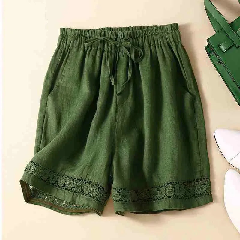 Opulence Lace-Trim Linen Short