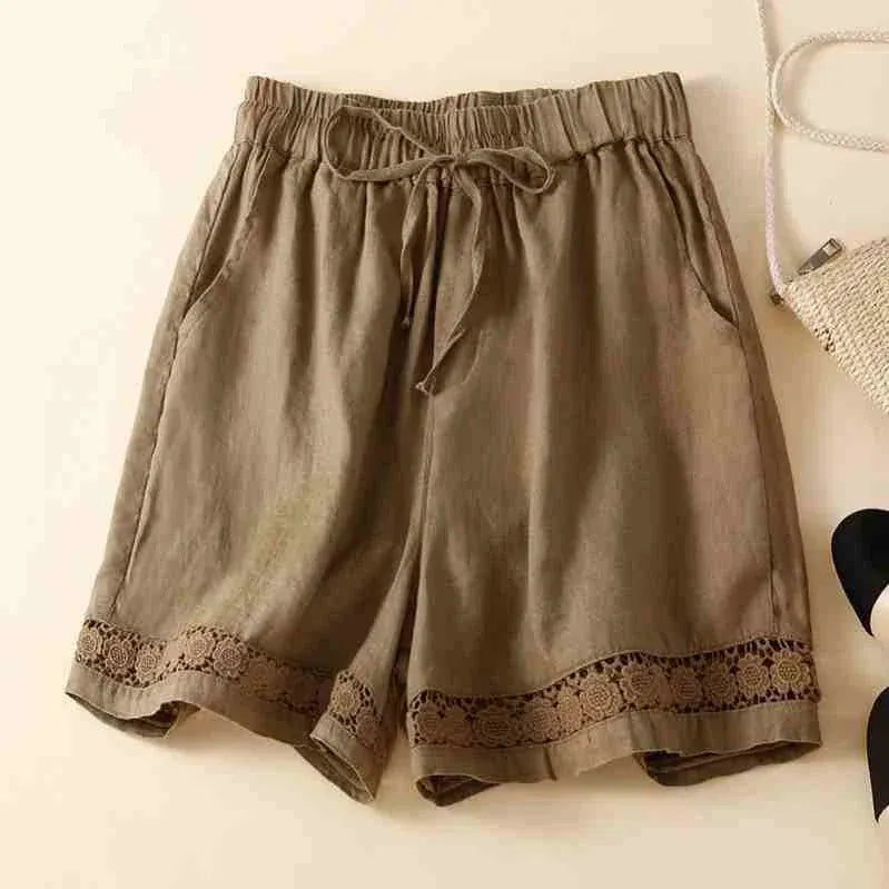 Opulence Lace-Trim Linen Short