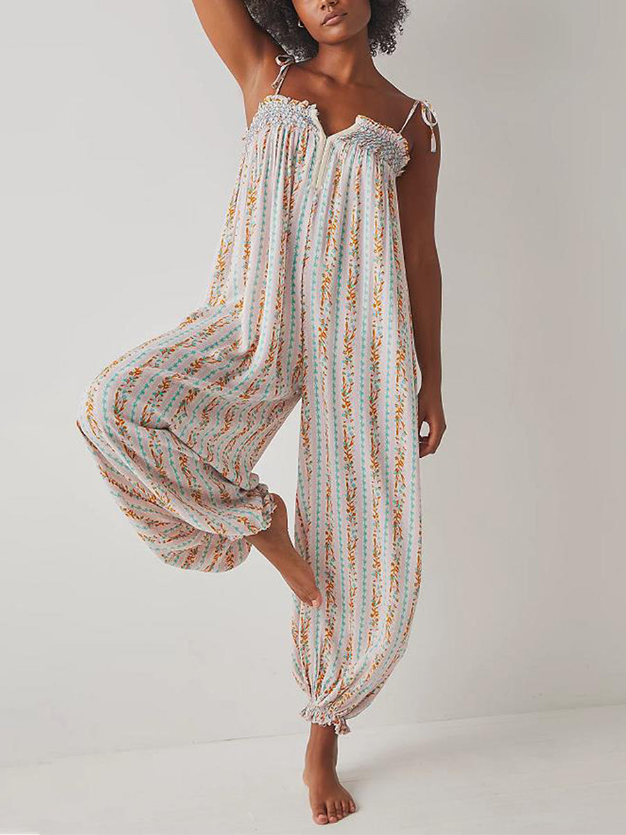 Aria Floral Striped Jumpsuit