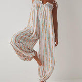 Aria Floral Striped Jumpsuit
