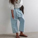 Lucia Smocked-Waist Straight Leg Pants
