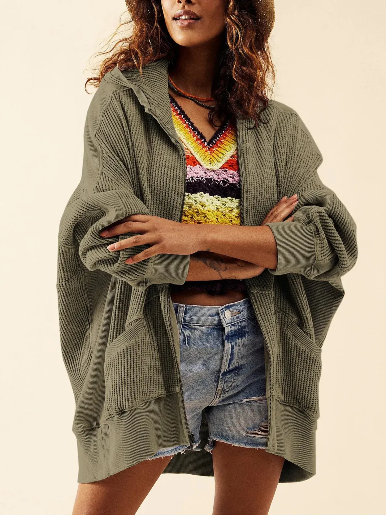 Viviana Waffle-Knit Hoodie