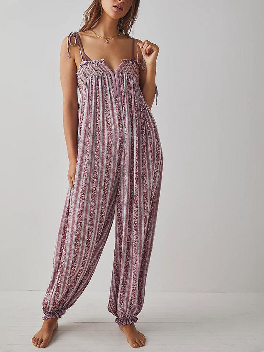 Aria Floral Striped Jumpsuit