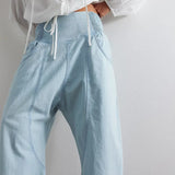 Lucia Smocked-Waist Straight Leg Pants