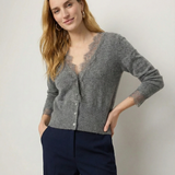 Valentina Lace-Trim Knit Cardigan