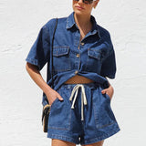 Everly Denim Short and Shirt Set