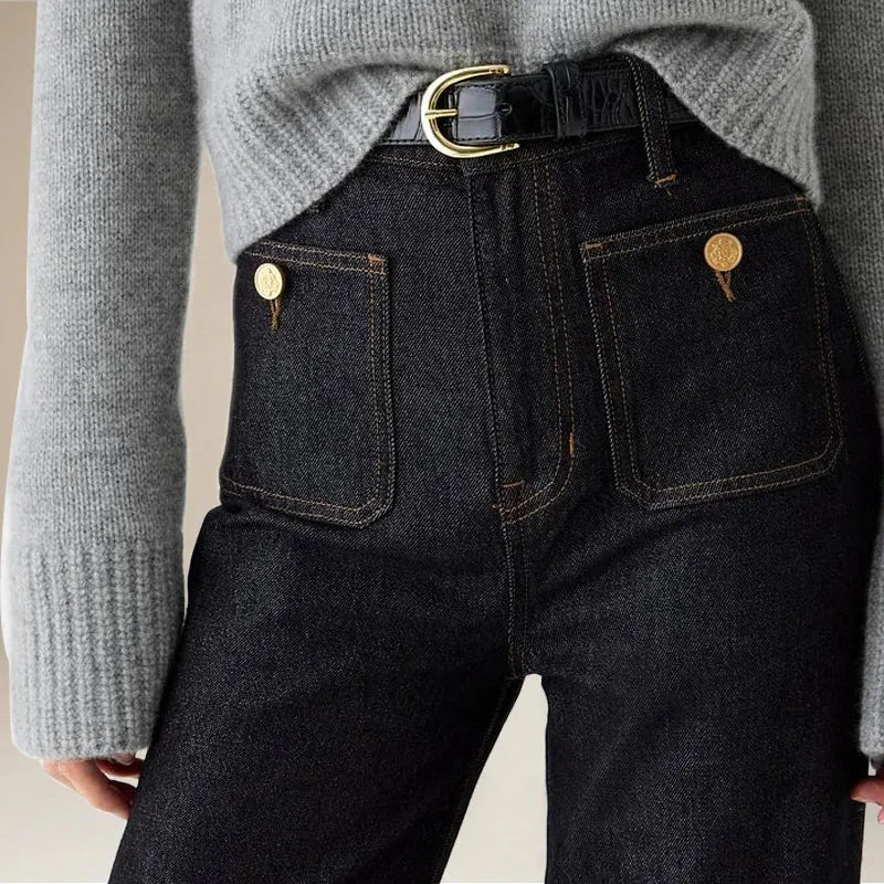 Margaux Wide Leg Patch Pocket Jeans