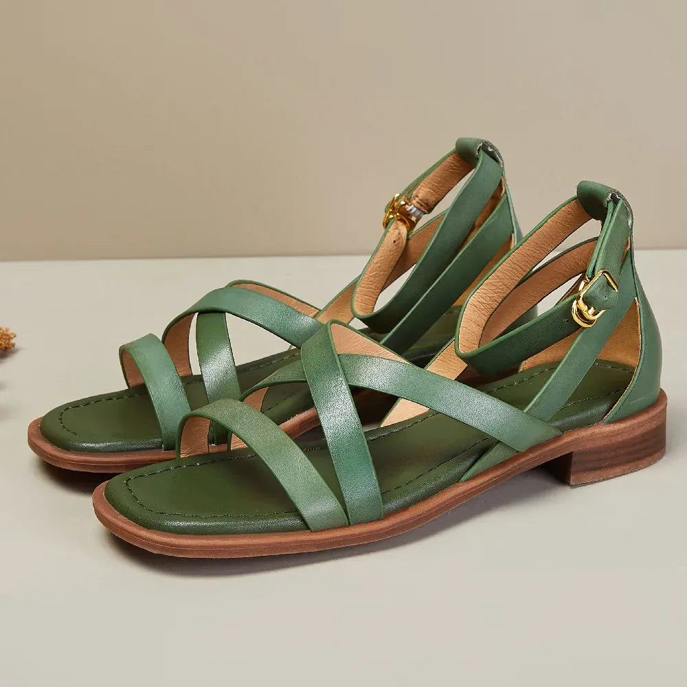 Florence Cross-Strap Leather Sandal