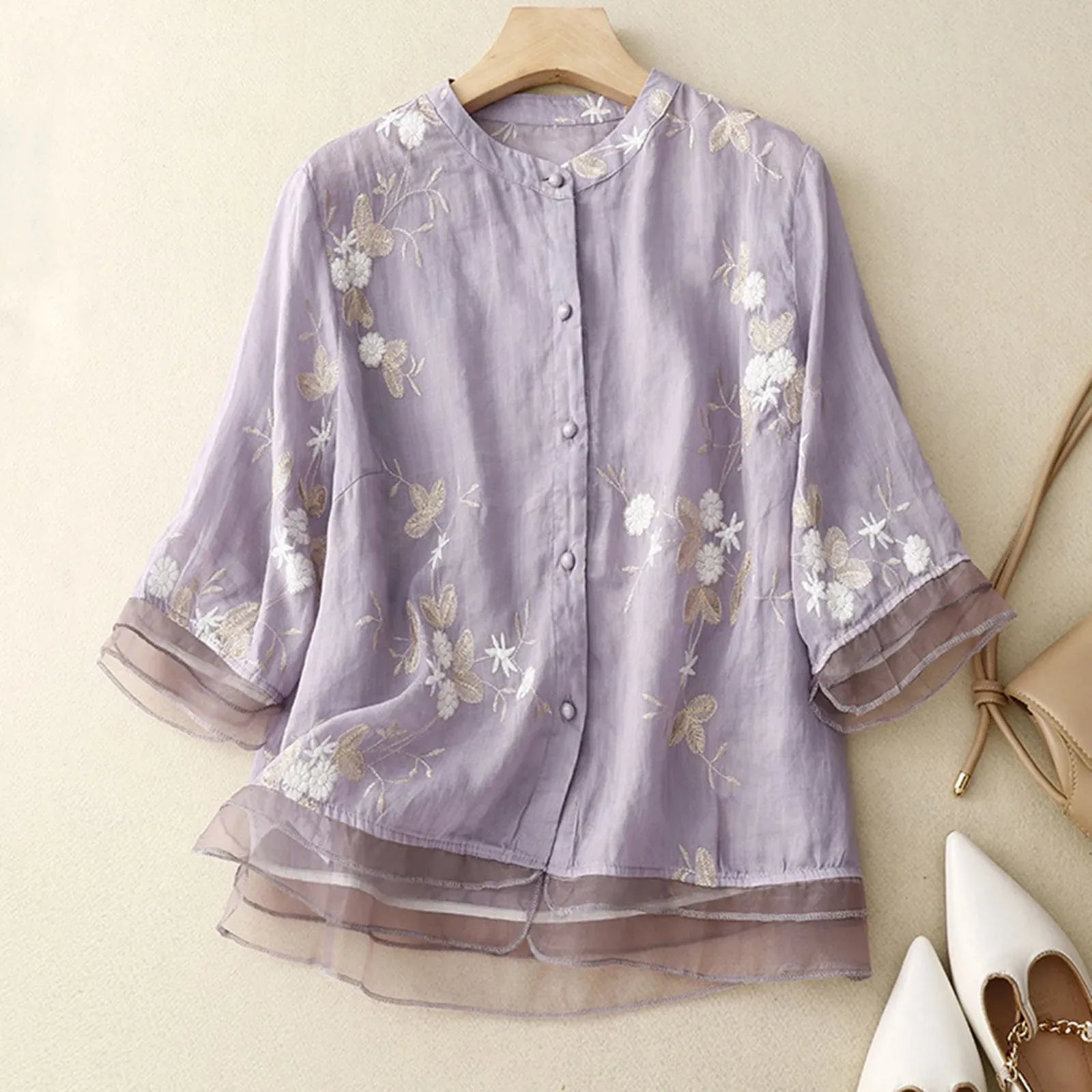 Isadora Embroidered Linen Blouse