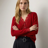 Valentina Lace-Trim Knit Cardigan