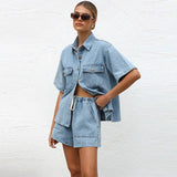 Everly Denim Short and Shirt Set