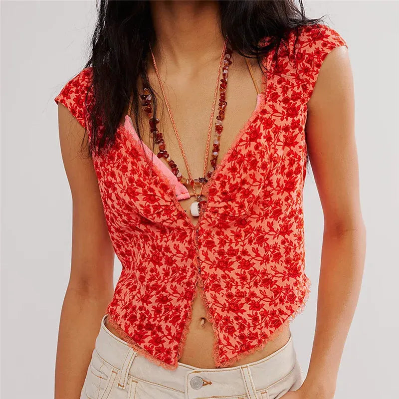 Ophelia Lace-Trim Floral Top