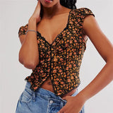 Ophelia Lace-Trim Floral Top