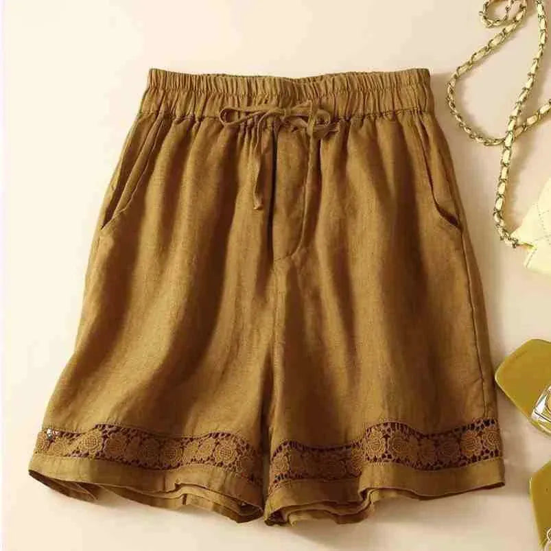 Opulence Lace-Trim Linen Short