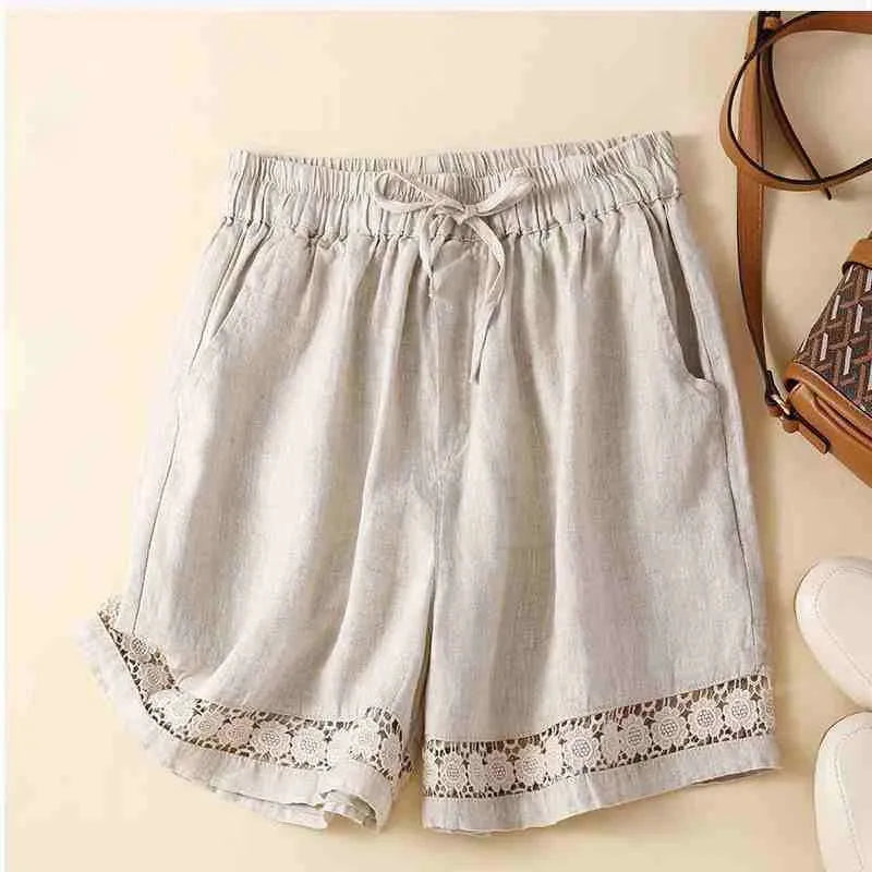 Opulence Lace-Trim Linen Short