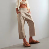 Lucia Smocked-Waist Straight Leg Pants