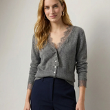 Valentina Lace-Trim Knit Cardigan
