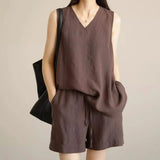 Fleur Sleeveless Linen Two-Piece Set