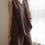 Fleur Sleeveless Linen Two-Piece Set