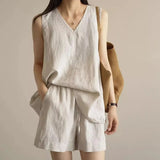 Fleur Sleeveless Linen Two-Piece Set