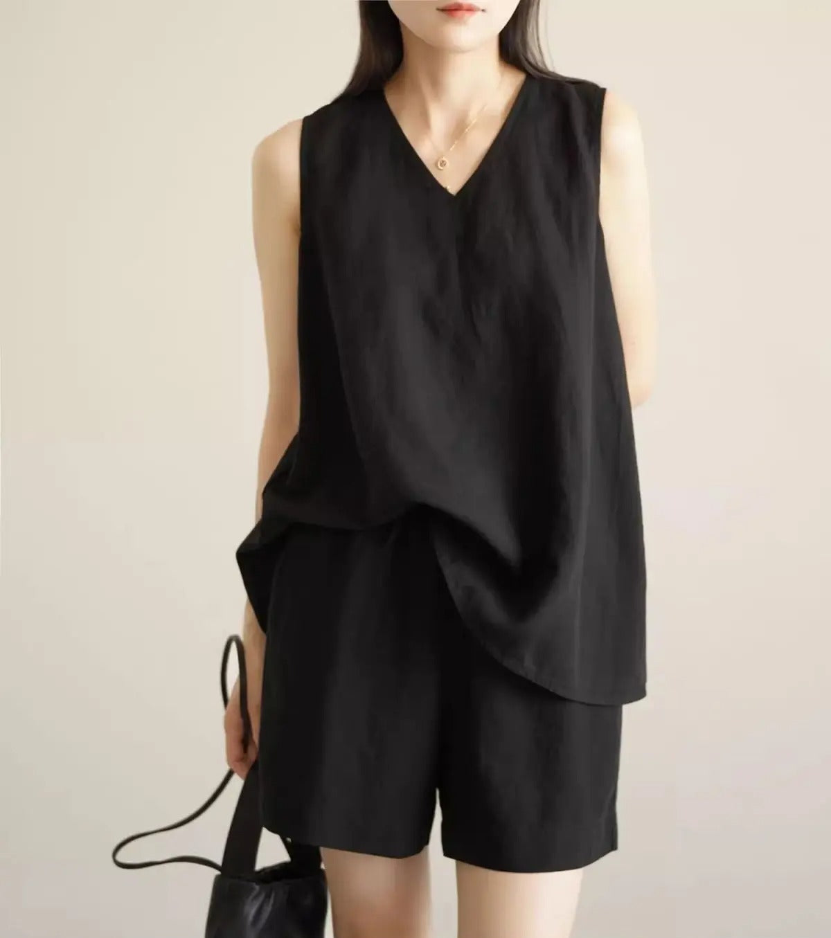 Fleur Sleeveless Linen Two-Piece Set