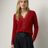 Valentina Lace-Trim Knit Cardigan