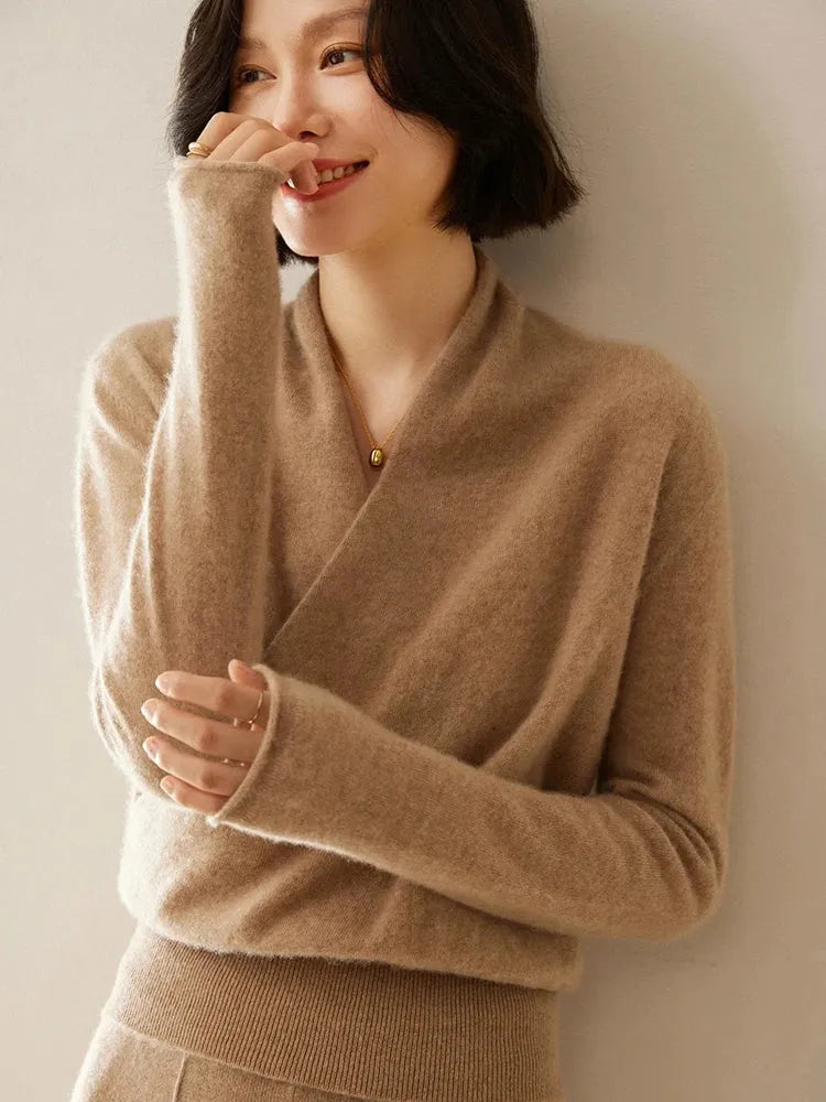 Calliope Surplice Cashmere Sweater